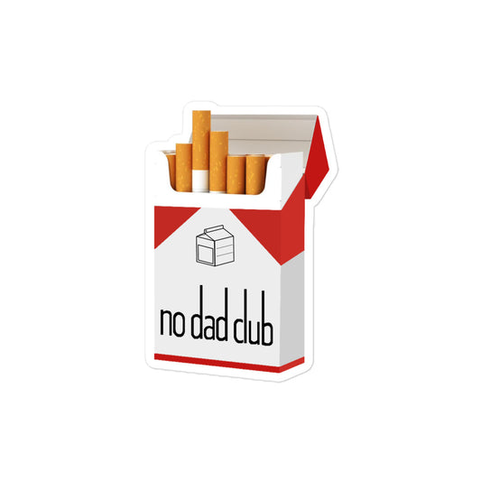 ndc Sticker of a pack of cigarettes representing a dad who left their kid and never returned.